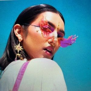 Neon Pink + Green Flame Sunglasses